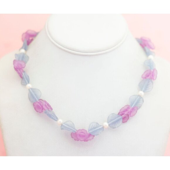 Vintage Purple Vibrant Stones Beaded Necklace 18 inch by Avon - X10 - Picture 2 of 3